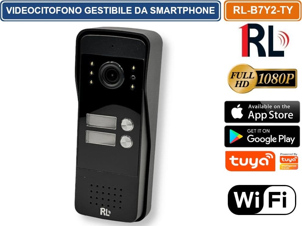 VIDEOCITOFONO WIFI INTELIGENTE GESTIBILE DA SMARTPHONE APP TUYA CON DOPPIO MONITOR 7" E DOPPIO PULSANTE VIDEOCAMERA 2 MP - 2