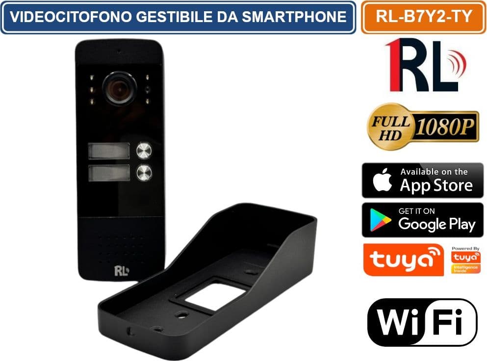 VIDEOCITOFONO WIFI INTELIGENTE GESTIBILE DA SMARTPHONE APP TUYA CON DOPPIO MONITOR 7" E DOPPIO PULSANTE VIDEOCAMERA 2 MP - 3