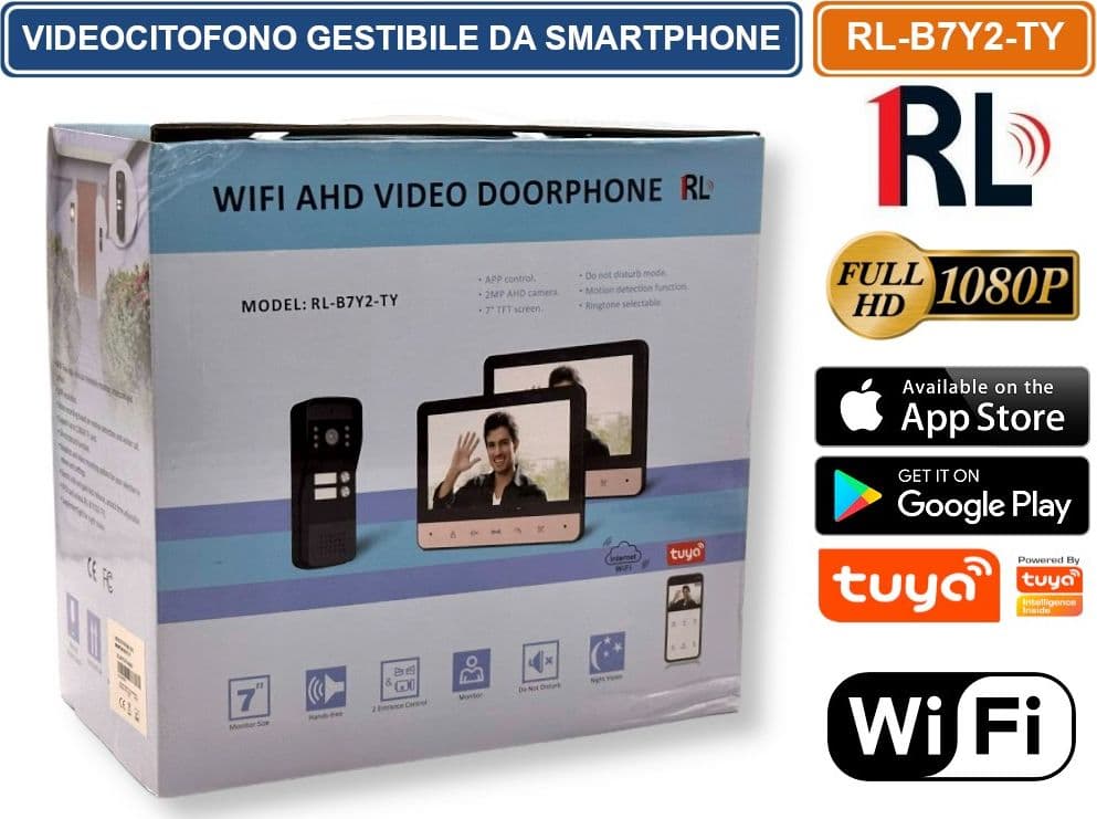 VIDEOCITOFONO WIFI INTELIGENTE GESTIBILE DA SMARTPHONE APP TUYA CON DOPPIO MONITOR 7" E DOPPIO PULSANTE VIDEOCAMERA 2 MP - 5