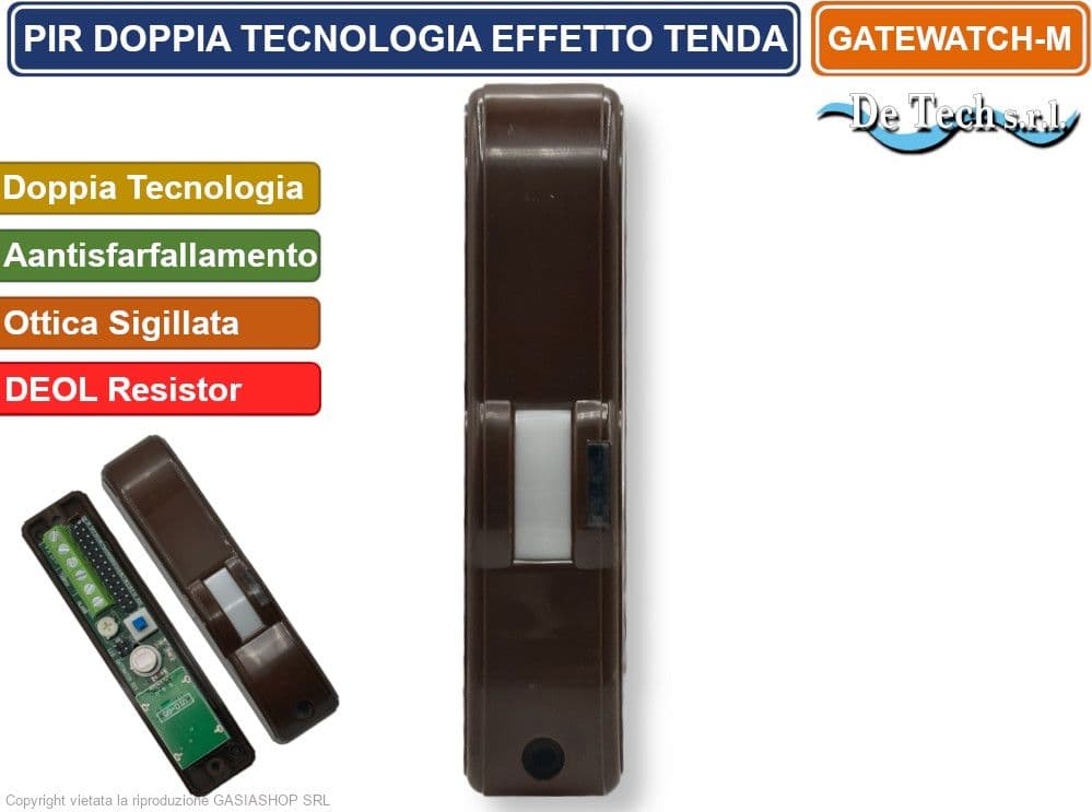 PIR SENSORE RIVELATORE DOPPIA TECNOLOGIA EFFETTO A TENDA ANTISFARFALLAMENTO MARRONE - 2