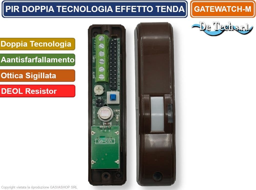 PIR SENSORE RIVELATORE DOPPIA TECNOLOGIA EFFETTO A TENDA ANTISFARFALLAMENTO MARRONE - 3