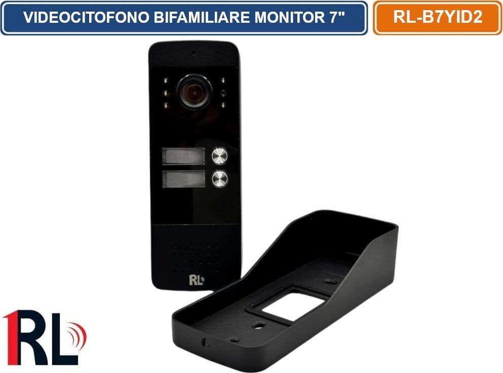 KIT VIDEOCITOFONO BIFAMILIARE DUE PULSANTI DOPPIO MONITOR A COLORI 7" APERTURA ELETTROSERRATURA - 3