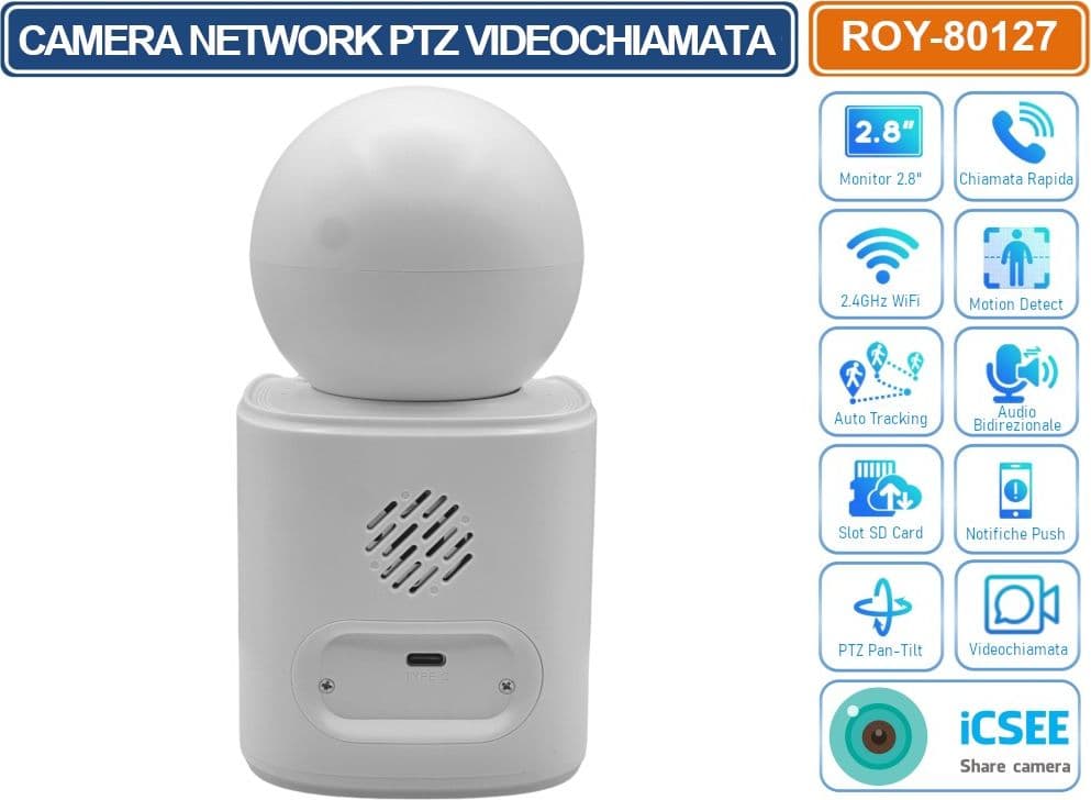 TELECAMERA IP NETWORK WIFI CON MONITOR 2.8" VIDEOCHIAMATA HUMAN AUTOTRACKING P2P ICSEE - 4