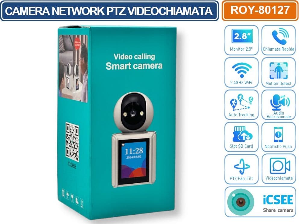 TELECAMERA IP NETWORK WIFI CON MONITOR 2.8" VIDEOCHIAMATA HUMAN AUTOTRACKING P2P ICSEE - 5