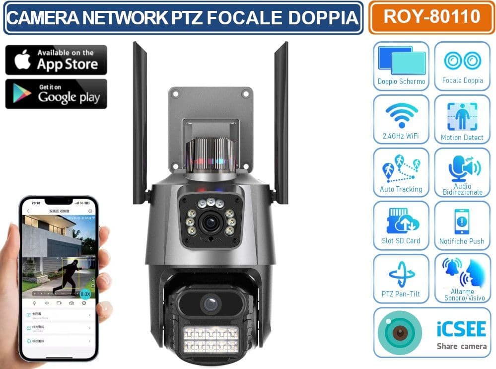 TELECAMERA SPEED DOME PTZ IP NETWORK 4MP CON DOPPIA LENTE ANALISI INTELLIGENTE AUDIO BIDIREZIONALE IP66 - 2