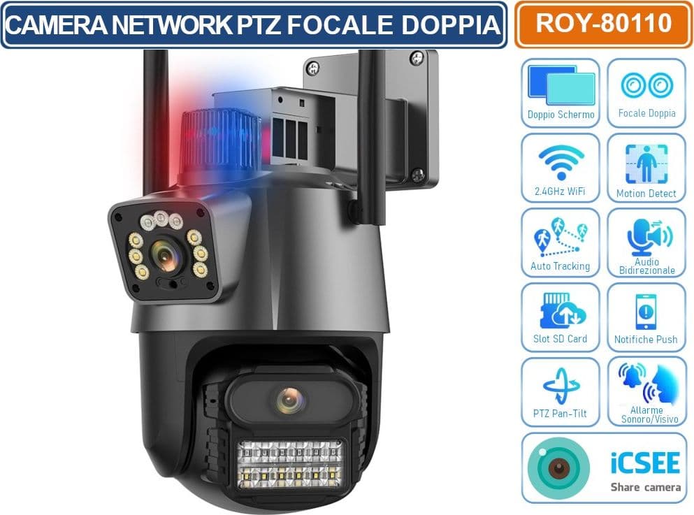 TELECAMERA SPEED DOME PTZ IP NETWORK 4MP CON DOPPIA LENTE ANALISI INTELLIGENTE AUDIO BIDIREZIONALE IP66 - 5