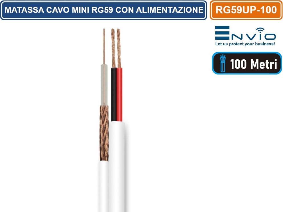 MATASSA 100 METRI CAVO MINI COASSIALE RG59 HD VIDEO + ALIMENTAZIONE DC PER TVCC VIDEOSORVEGLIANZA - 2