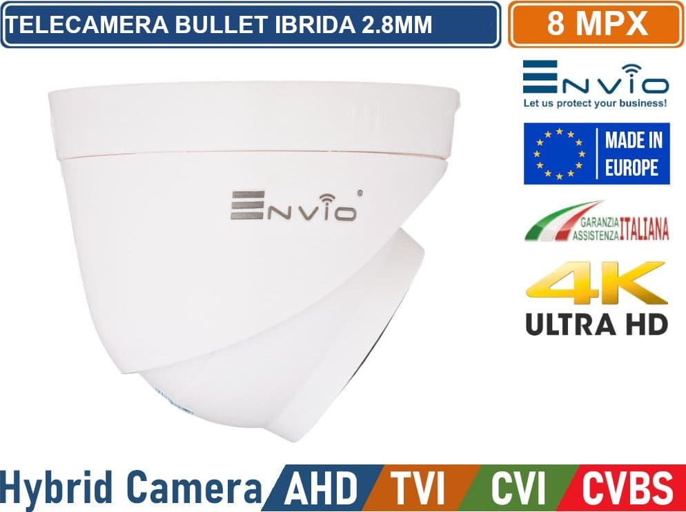 TELECAMERA DOME IBRIDA 4in1 AHD TVI CVI CVBS OTTICA 2.8mm 8MP 4K ULTRA HD 3 ARRAY IR LED VISIONE NOTTURNA 20 METRI - 2