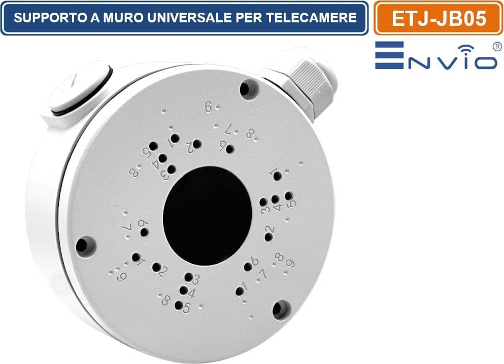 SUPPORTO A MURO METALLICO DA ESTERNO DEEP BASE PER TELECAMERE DOME E BULLET CCTV IP66