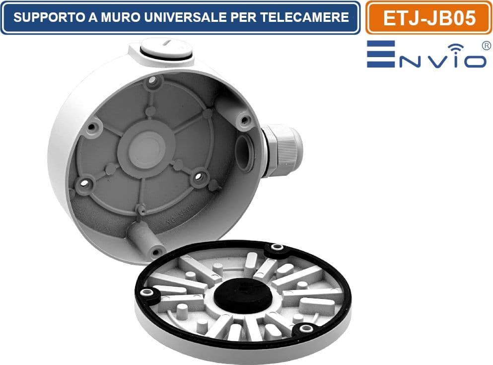 SUPPORTO A MURO METALLICO DA ESTERNO DEEP BASE PER TELECAMERE DOME E BULLET CCTV IP66 - 4