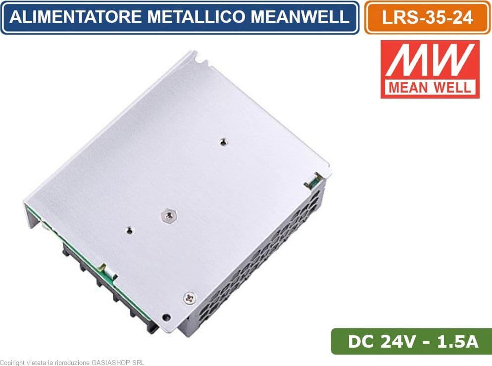 LRS-35-24 ALIMENTATORE SWITCHING MEANWELL 35W 24VDC 1.5A 115/230VAC SINGOLA USCITA - 5