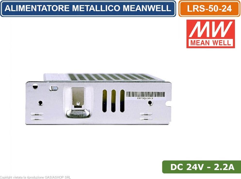 LRS-50-24 ALIMENTATORE SWITCHING MEANWELL 50W 24VDC 2.2A 115/230VAC SINGOLA USCITA - 3