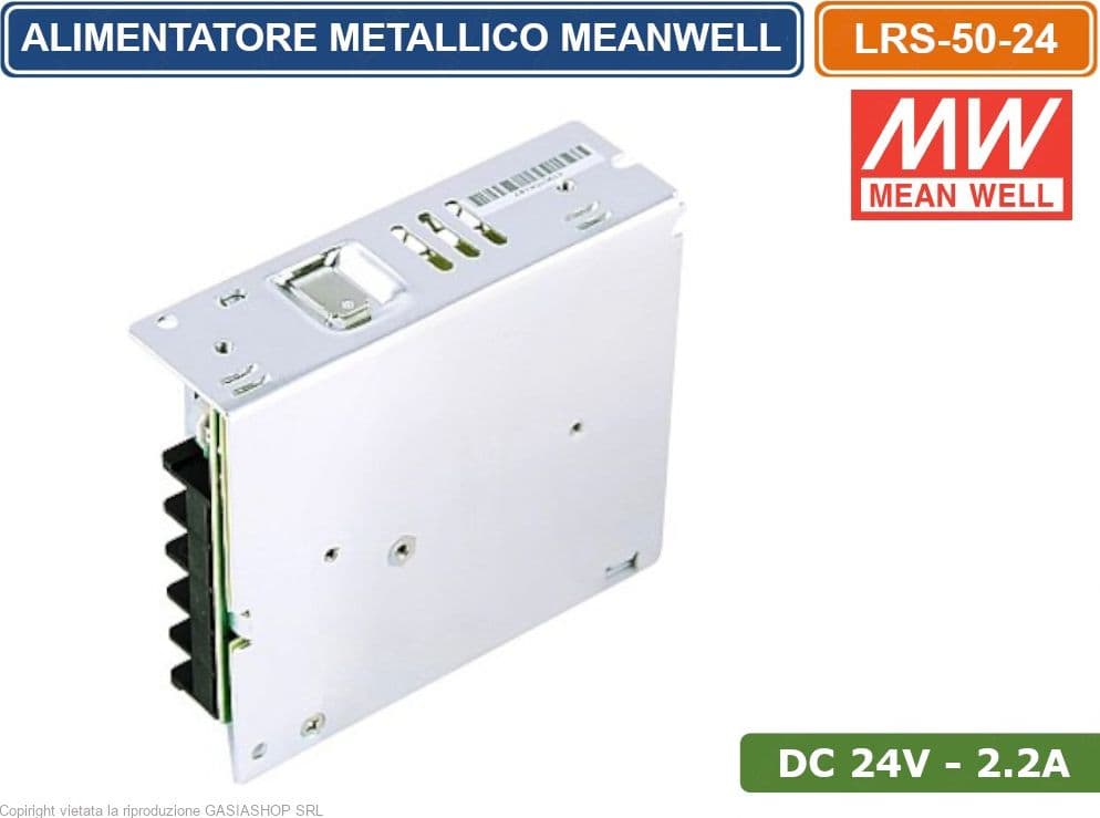 LRS-50-24 ALIMENTATORE SWITCHING MEANWELL 50W 24VDC 2.2A 115/230VAC SINGOLA USCITA - 4
