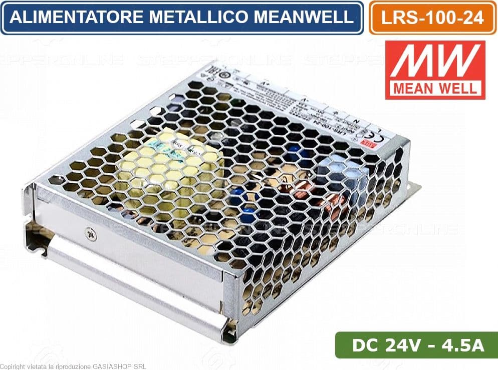 LRS-100-24 ALIMENTATORE SWITCHING MEANWELL 100W 24VDC 4.5A 115/230VAC DOPPIA USCITA - 3