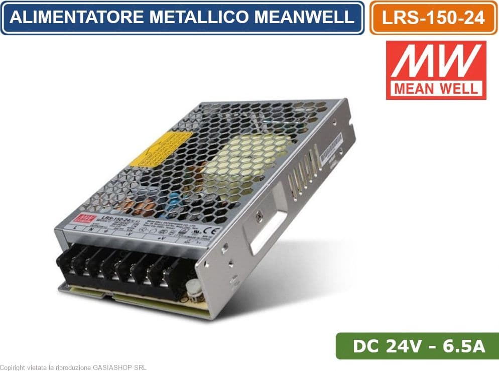 LRS-150-24 ALIMENTATORE SWITCHING MEANWELL 150W 24VDC 6.5A 115/230VAC DOPPIA USCITA - 2