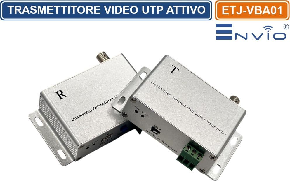 COPPIA TRASMETTITORE + RICEVITORE POWER VIDEO BALUN ATTIVO TVCC 12V 2.400 METRI