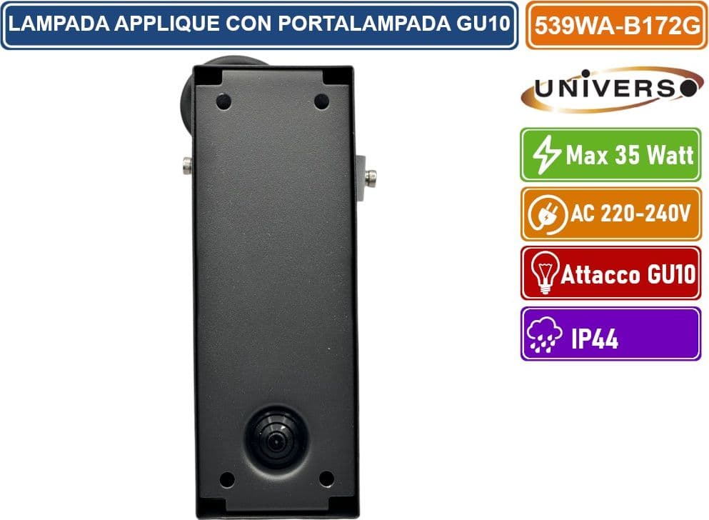 UNIVERSO 539WA-B172G APPLIQUE PORTALAMPADA WALL LIGHT DA MURO PER LAMPADINE GU10 CON TESTA ORIENTABILE - 4