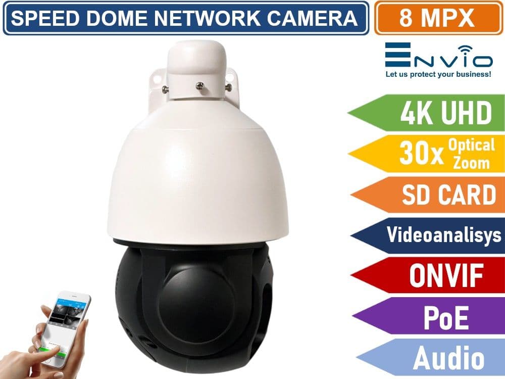 TELECAMERA SPEED DOME NETWORK 4K 8MP ULTRA HD ZOOM OTTICO 30X ONVIF POE VIDEOANALISI INTELLIGENTE DOUBLE LIGHT SD CARD 100 METRI - 5