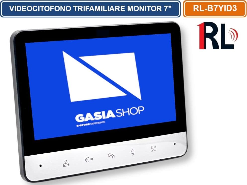 KIT VIDEOCITOFONO TRIFAMILIARE TRE PULSANTI TRE MONITOR A COLORI 7" APERTURA ELETTROSERRATURA - 2