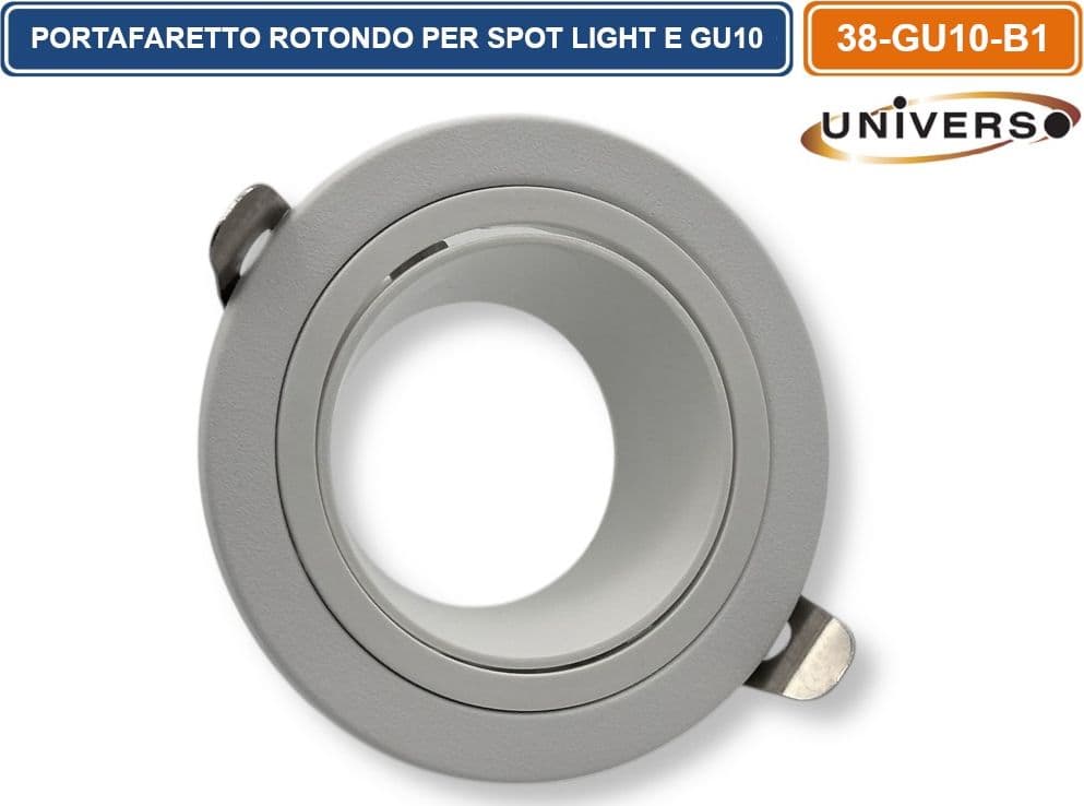 UNIVERSO P37-GU10-B1 PORTAFARETTO IN METALLO ORIENTABILE CIRCOLARE BIANCO DA INCASSO PER LAMPADINE GU10 GU5.3 - 2