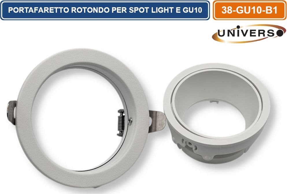 UNIVERSO P37-GU10-B1 PORTAFARETTO IN METALLO ORIENTABILE CIRCOLARE BIANCO DA INCASSO PER LAMPADINE GU10 GU5.3 - 3