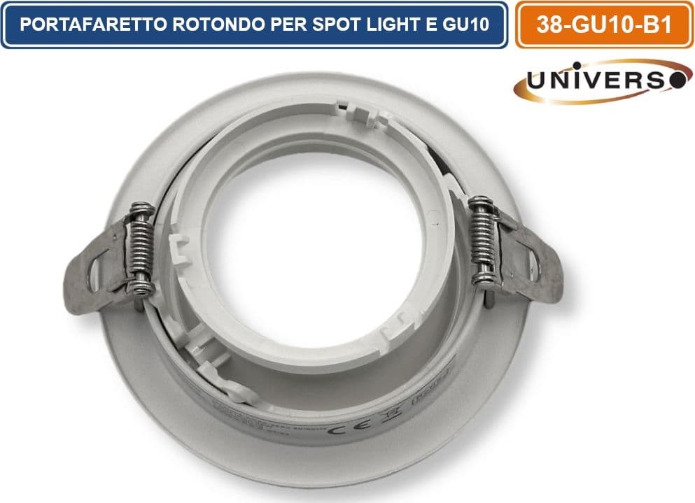 UNIVERSO P37-GU10-B1 PORTAFARETTO IN METALLO ORIENTABILE CIRCOLARE BIANCO DA INCASSO PER LAMPADINE GU10 GU5.3 - 4