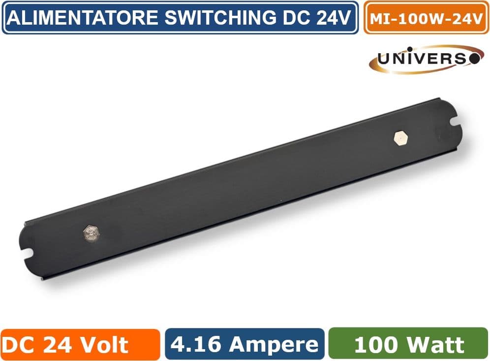 UNIVERSO MI-100W-24V ALIMENTATORE SWITCHING ULTRA SLIM DA ESTERNO IP67 CON POTENZA 100W DC 24V 4.16A - 5