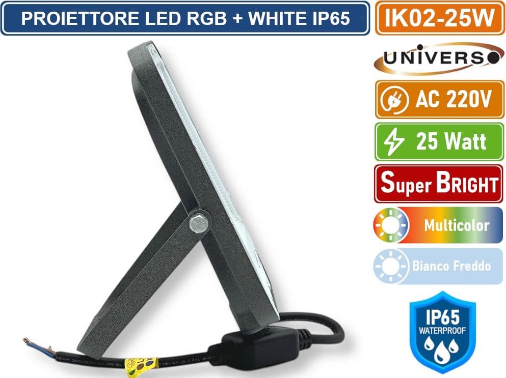 UNIVERSO IK02-25W PROIETTORE FARO LED SMD MULTICOLE RGB + WHITE 25W DA ESTERNO CON TELECOMANDO - 4