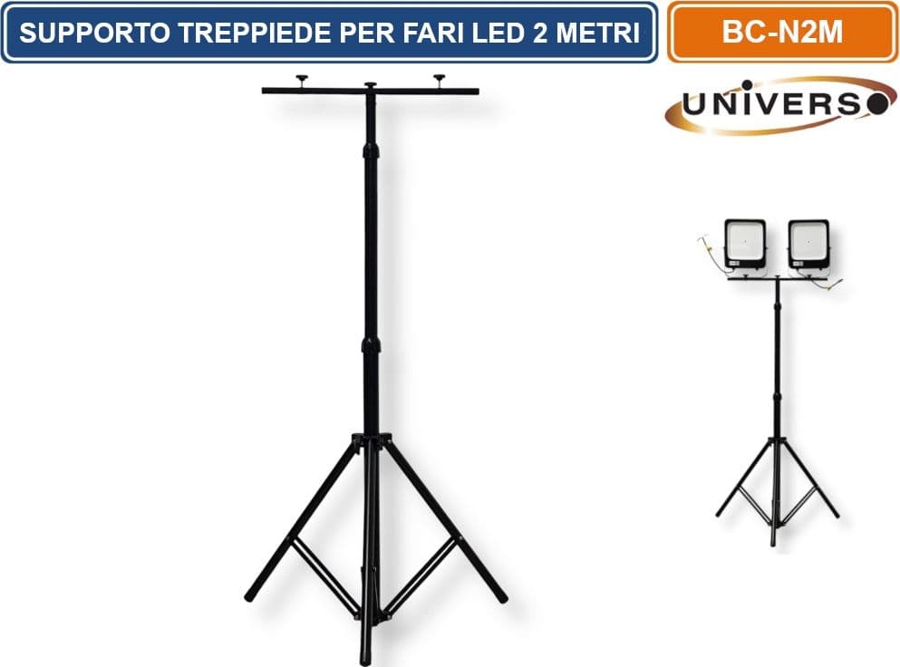 UNIVERSO BC-N2M SUPPORTO TREPPIEDE PER FARI PROIETTORI LED ALTEZZA REGOLABILE FINO A 2 METRI - 2