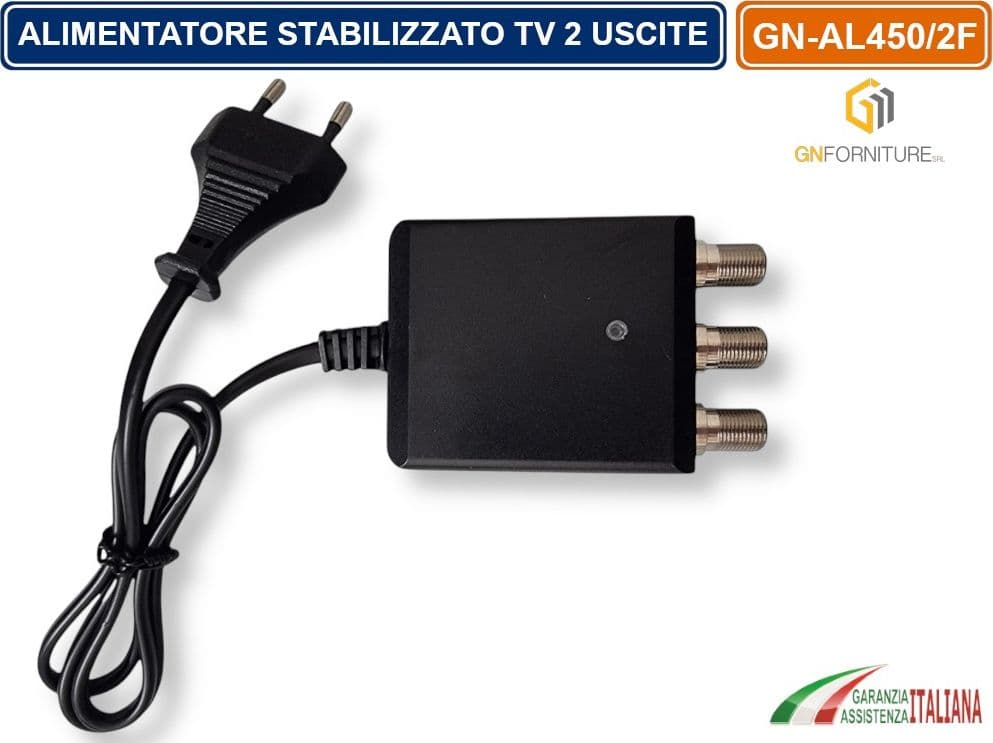 ALIMENTATORE STABILIZZATO TV PER ANTENNA 1 INGRESSO 2 USCITE DC 12V 450mA - 4