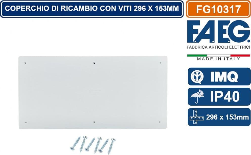 COPERCHIO DI RICAMBIO 296X153 MISURA 7 RETTANGOLARE PER SCATOLA CASSETTA DI DERIVAZIONE DA INCASSO CON VITI - 2