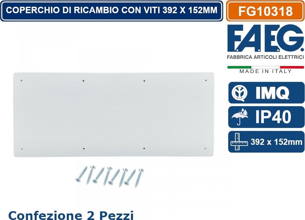 CONFEZIONE 2 PEZZI COPERCHIO DI RICAMBIO 392X152 MISURA 8 RETTANGOLARE PER SCATOLA CASSETTA DI DERIVAZIONE DA INCASSO CON VITI - 2