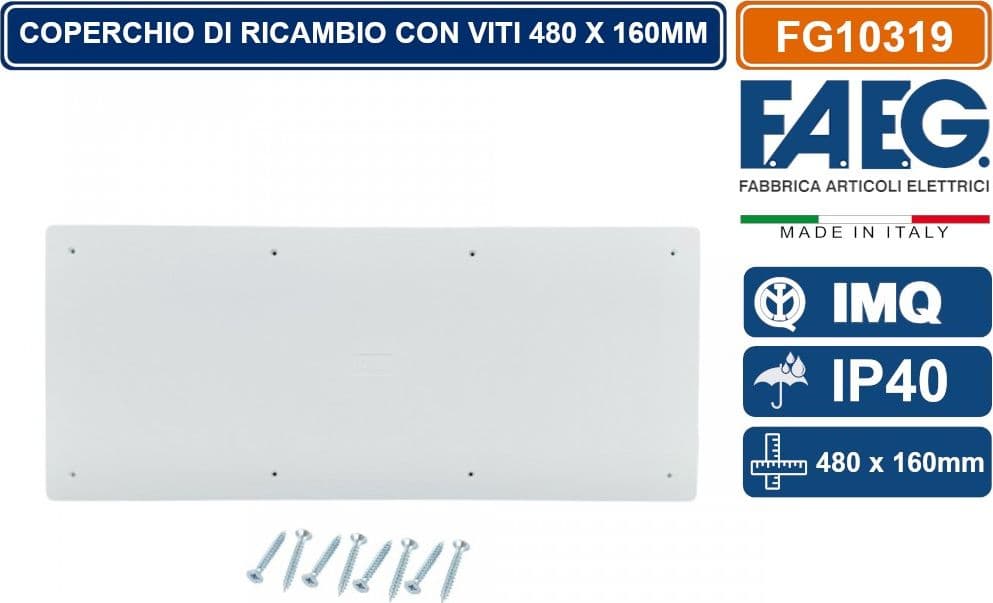 COPERCHIO DI RICAMBIO 480X160 MISURA 9 RETTANGOLARE PER SCATOLA CASSETTA DI DERIVAZIONE DA INCASSO CON VITI - 2