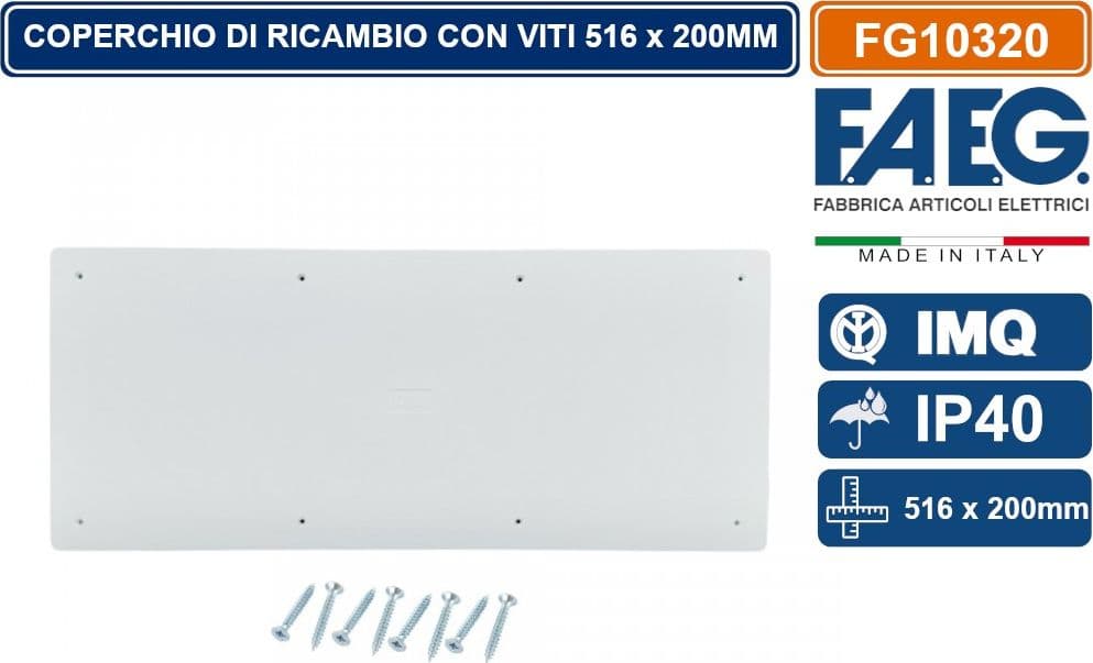 COPERCHIO DI RICAMBIO 516X200 MISURA 10 RETTANGOLARE PER SCATOLA CASSETTA DI DERIVAZIONE DA INCASSO CON VITI - 2