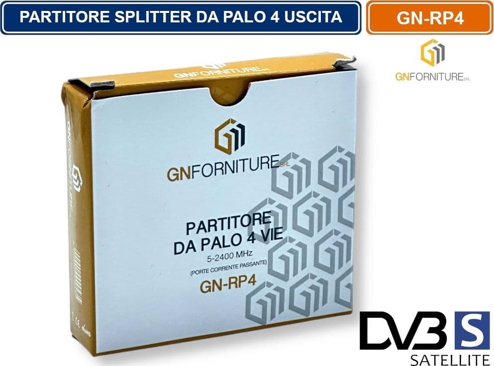 RIPARTITORE SPLITTER DA PALO SEGNALE TV SATELLITARE 1 INGRESSO 4 USCITE - 4