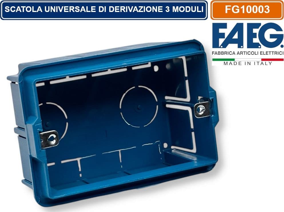 CASSETTA COMBINATA DA INCASSO MURO 3 POSTI MODELLO MAGNUM CON INSERTI IN FERRO ZINCATO FAEG FG10003 - 2