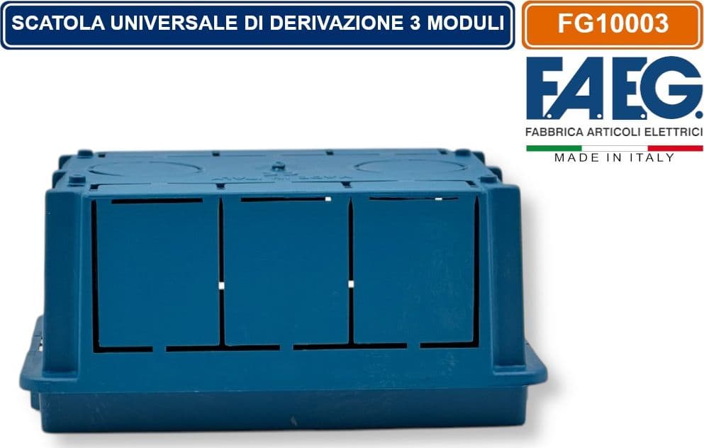 CASSETTA COMBINATA DA INCASSO MURO 3 POSTI MODELLO MAGNUM CON INSERTI IN FERRO ZINCATO FAEG FG10003 - 3