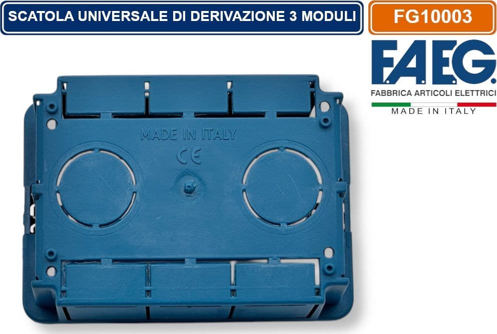 CASSETTA COMBINATA DA INCASSO MURO 3 POSTI MODELLO MAGNUM CON INSERTI IN FERRO ZINCATO FAEG FG10003 - 4