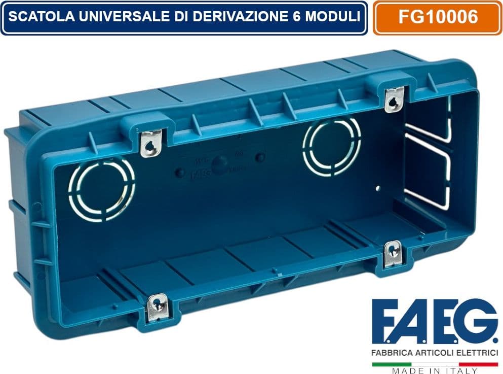 CASSETTA COMBINATA DA INCASSO MURO 6 POSTI MODELLO MAGNUM CON INSERTI IN FERRO ZINCATO FAEG FG10006