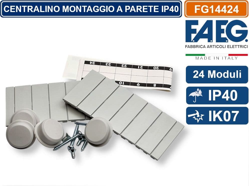 FAEG FG14424 CENTRALINO A PARETE 24 MODULI IP40 COLORE GRIGIO RAL7035 CON SPORTELLO - 4