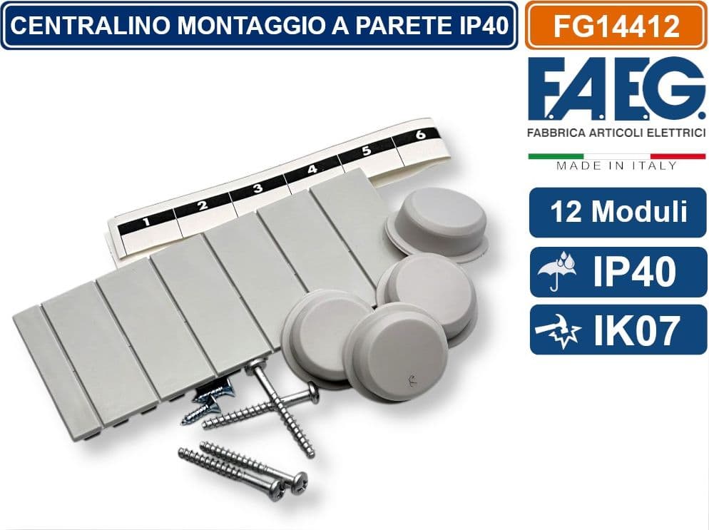 FAEG FG14412 CENTRALINO A PARETE  12 MODULI IP40 COLORE GRIGIO RAL7035 CON SPORTELLO - 4