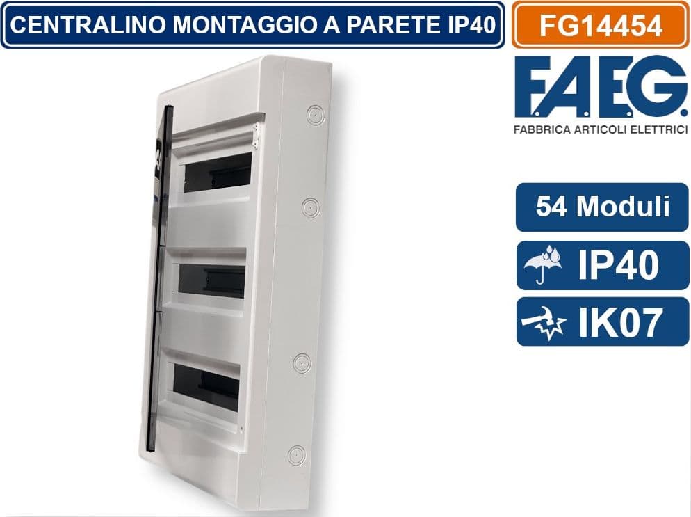 FAEG FG14454 CENTRALINO A PARETE 54 MODULI IP40 COLORE GRIGIO RAL7035 CON SPORTELLO - 2