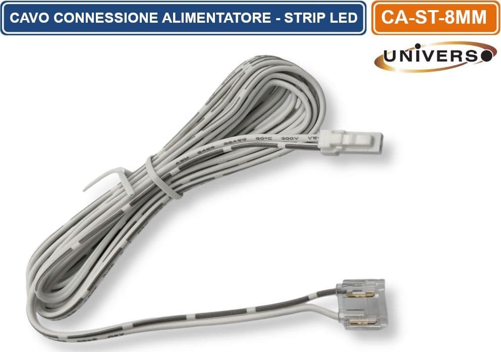 CAVO DI CONNESSIONE TRA ALIMENTATORE SERIE QS E STRIP LED MONOCOLORE DC12-24V LARGHEZZA 8MM - 2