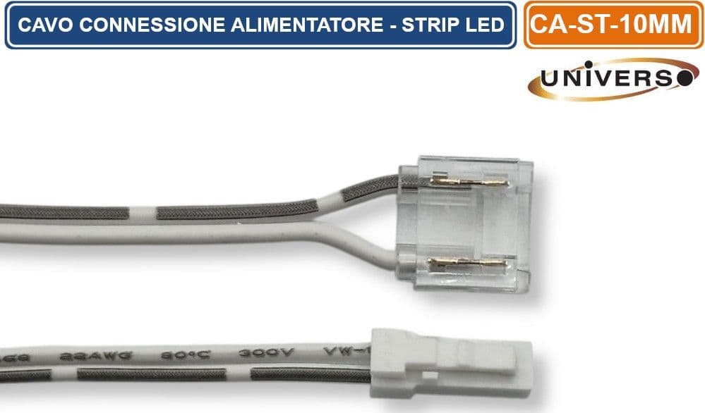 CAVO DI CONNESSIONE TRA ALIMENTATORE SERIE QS E STRIP LED MONOCOLORE DC12-24V LARGHEZZA 10MM - 3