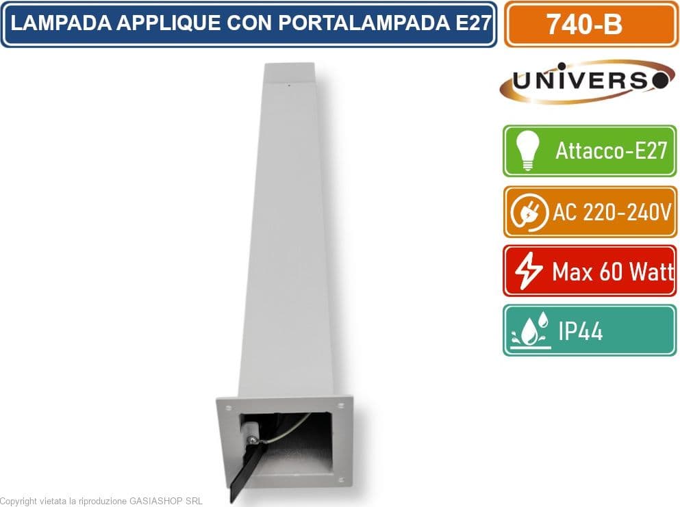 UNIVERSO 740-B PORTALAMPADA APPLIQUE DA GIARDINO WALL LIGHT QUADRATO PER LAMPADINE E27 COLORE BIANCO - 4