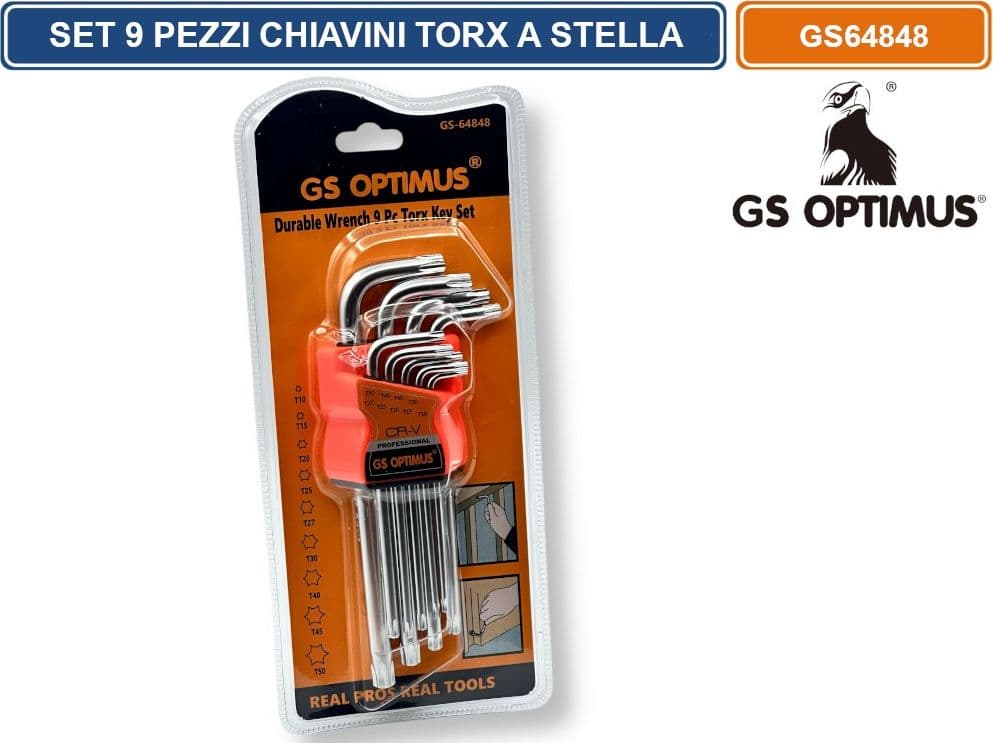 SET DI 9 CHIAVINI TORX CON MISURE DA T10 A T50 - 2