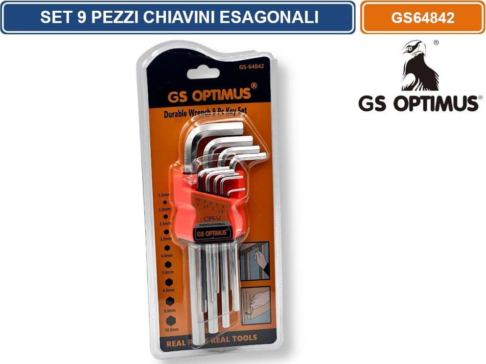 SET DI 9 CHIAVINI ESAGONALI CON MISURE MISURA DA 10-1.5MM - 2