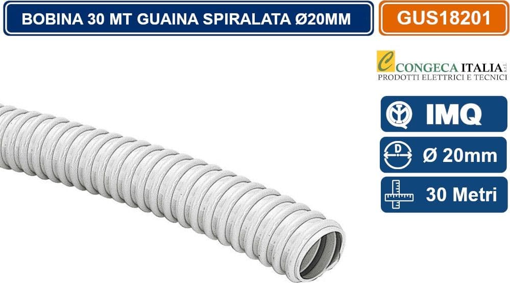 MATASSA 30 METRI GUAINA SPIRALATA Ø20MM FLESSIBILE COLORE GRIGIO RAL 7035 - 2