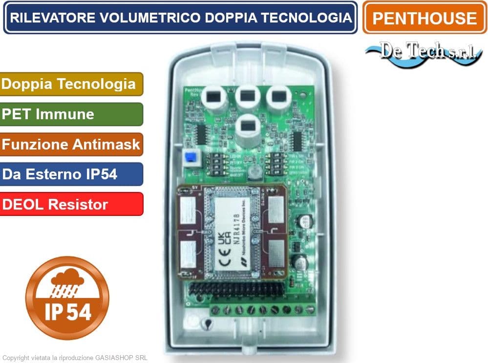 SENSORE RILEVATORE VOLUMETRICO DA ESTERNO A DOPPIA TECNOLOGIA IP54 - 3