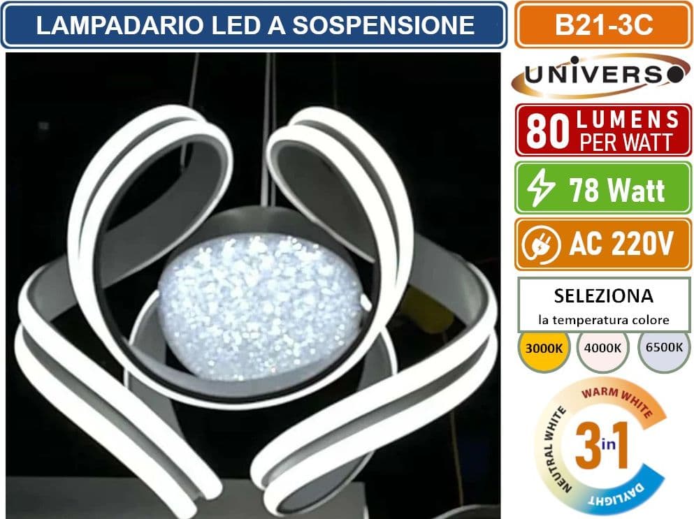 UNIVERSO  B21-3C LAMPADARIO LED A SOSPENSIONE 78W CHANGING COLOR CCT 3in1 - 2